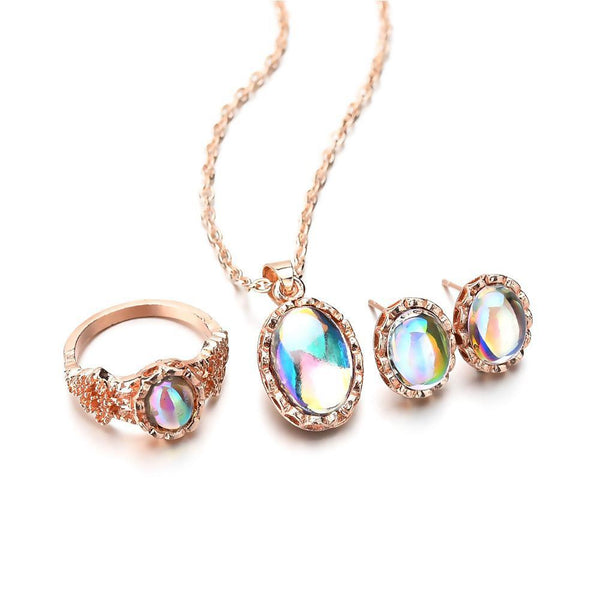 Dreamy - Opal Necklace + Ring + Earrings