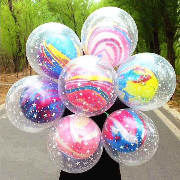 10 Double Marble Color Balloons