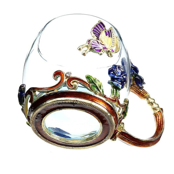 Butterfly & Flower Glass Mug Set