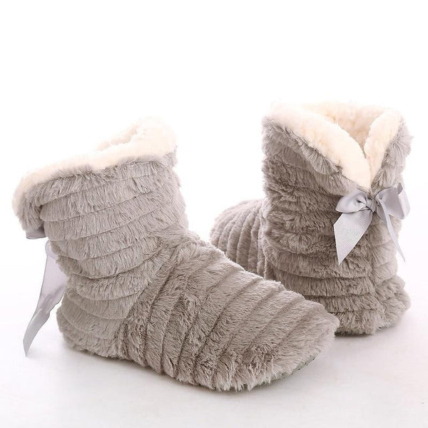 Soft Plush Butterfly Knot Ribbon Shoes