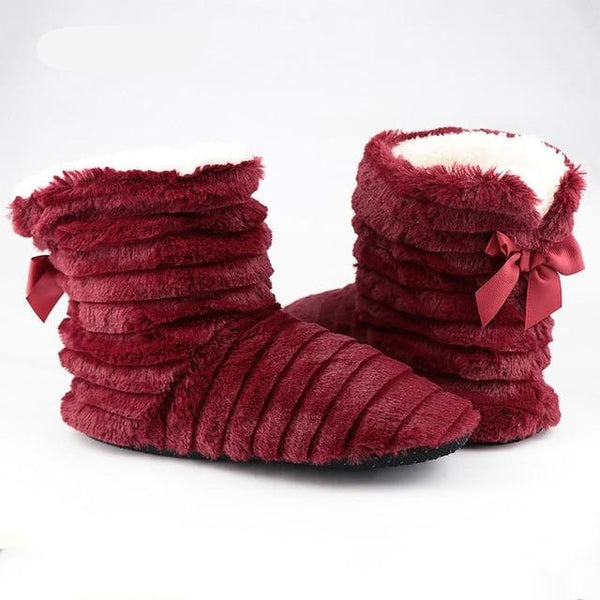 Soft Plush Butterfly Knot Ribbon Shoes