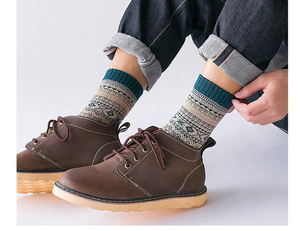 Retro Thick Wool Socks - 5 Pairs